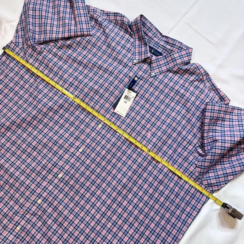 Polo Ralph Lauren Shirt Mens 4XB T Bright Plaid Button Blue Purple Pink New $110